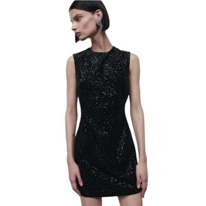 8B. Zara Black Sparkly Sleeveless Dress - Size Large